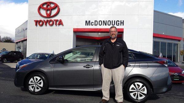 Todd Schlabach looking very happy with his new 2016 Toyota Prius. Congratulations Todd. Sales Associate: Dave Woods