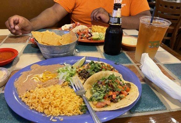 Steak tacos and fish tacos