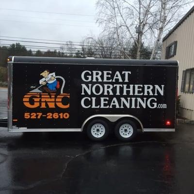 Our new trailer all lettered up by Paquette Sign of Meredith NH.