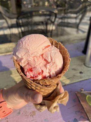 White House Cherry in a Cinnamon Waffle Cone