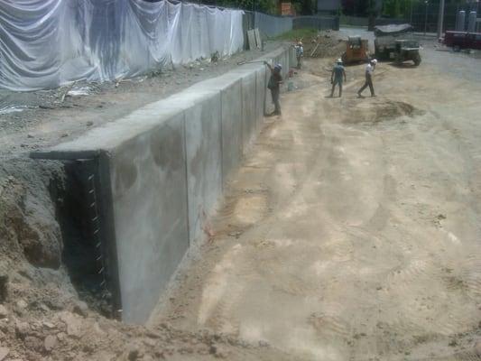 finished shotcrete on vertical piles