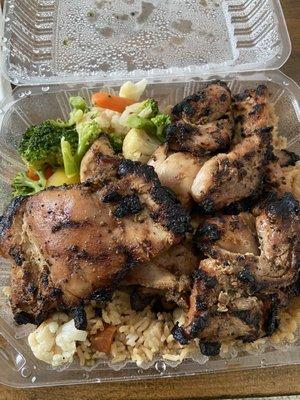 Teriyaki chicken plate (fried rice and steamed veg)