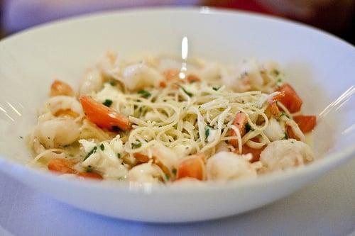 Sauteed Shrimp - Angel Hair Pasta, Lemon, White Wine, Tomatoes, and Feta Cheese