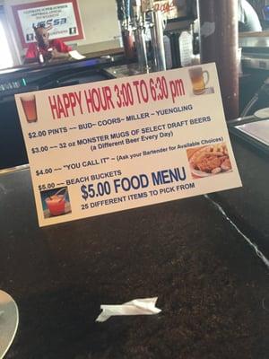 Apparently food happy hour ends at 6, not 6:30 like this sign shows.