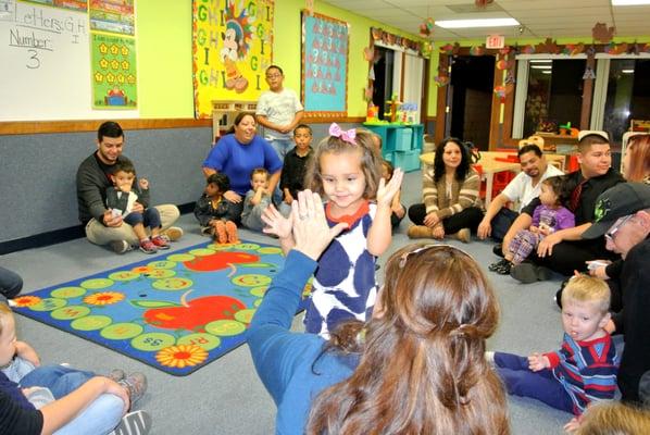 Family Circle time with our Preschool Twos!