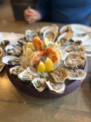 Oysters on half shell and shrimp cocktail