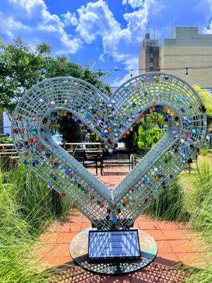 This art piece was outside the bottle shop. You can buy a lock and add yours to it.