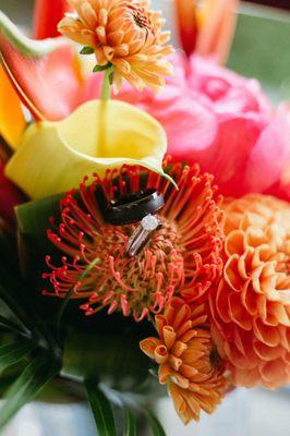 Close up of bridal bouquet