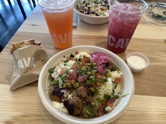 Spicy Lamb Meatball Bowl with Saffron Basmati Rice & Supergreens