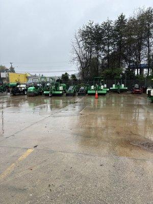 The yard has plenty of equipment ready for rental