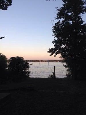 A view of the water at sunset.