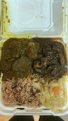 Curry Goat & Oxtail Dinner Combo Platter. Like wow.