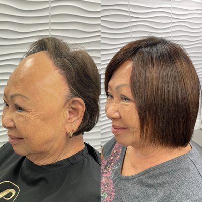 An amazing Lace Front Wig transformation at our salon for our guest who is experiencing hair loss.