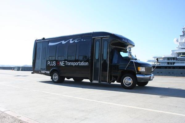 20 Passenger Limo Bus. 2TVs, 2 Wet Bars, Red & Black Luxury Leather Seating, LED Lighting, Laser Lights, Strobe Lights, Sound