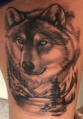 Wolf finished tattoo