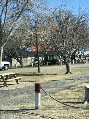 Park office through the trees