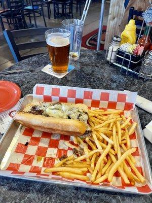 Philly cheesesteak with green chili