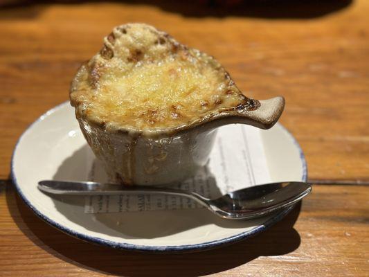 French onion soup with oddly added ham