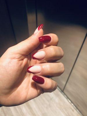 SNS dip powder with spiced berry gel color