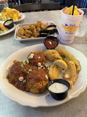 Fried catfish and Jambalaya