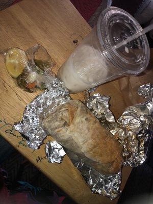 Big burrito and yummy horchata