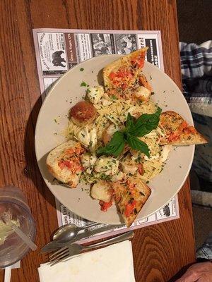 Seafood Scampi - Angel Hair Pasta, Lump Crabmeat, Jumbo Shrimp, Jumbo Scallops, and Bruschetta