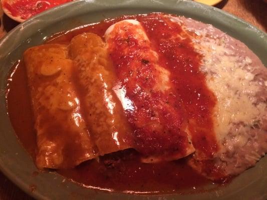 2 beef enchiladas & 1 beef burrito with beans. great choice!