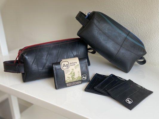 Wallets by Alchemy Goods crafted from upcycled bike inner tubes.