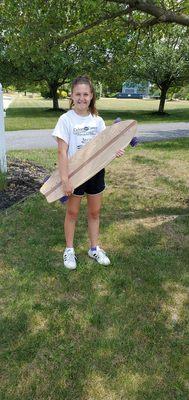 Diy longboard with trucks and wheels from Maplewood Bike Shed!