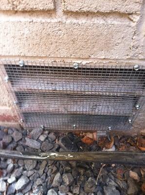 Screened vent to keep rats out