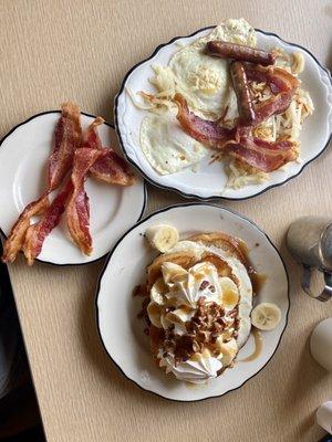 Banana, pecan, & caramel French toast