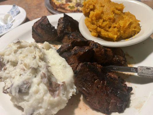 Steak tips, taters, butternut squash