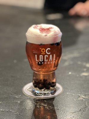 Cold refreshing 5% ABV Blueberry lager on tap @ The Pizza Store by OC Local!