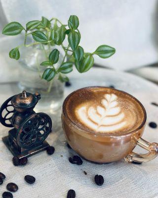 A Cortado in our vintage glassware!