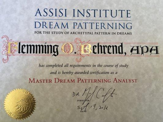 Certified Master Dream Pattern Analyst.