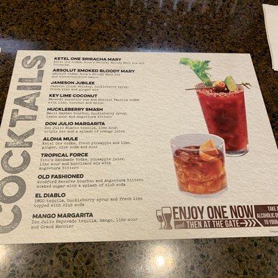 Cocktail menu.