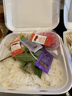 Noodles and toppings for Pho