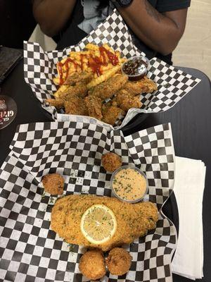 Catfish , Fries, fried ribs