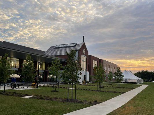 back yard and patio of school