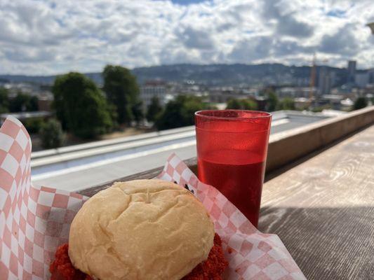 A photo of my burger and the view.