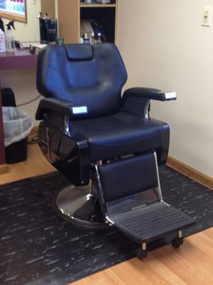 My new Barber Chair!!! It's  mad comfortable!!!! And reclines for Face Shaves!!!!