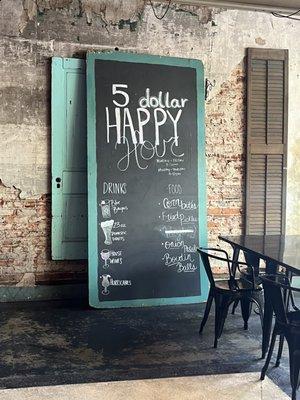 Happy hour menu