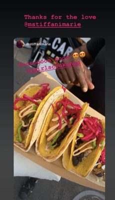 Vegan Tacos standing with the some Instagram Love.