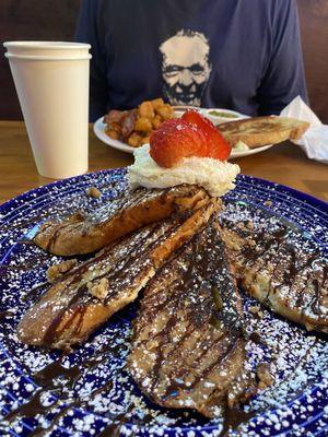 Orange Mousse French Toast, Traditional Breakfast, Latte