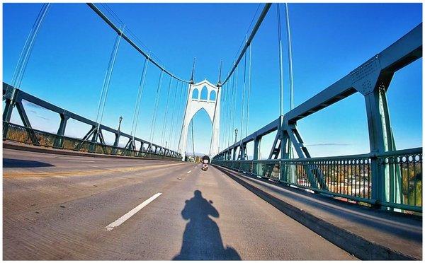 Scooting over the St. Johns bridge.