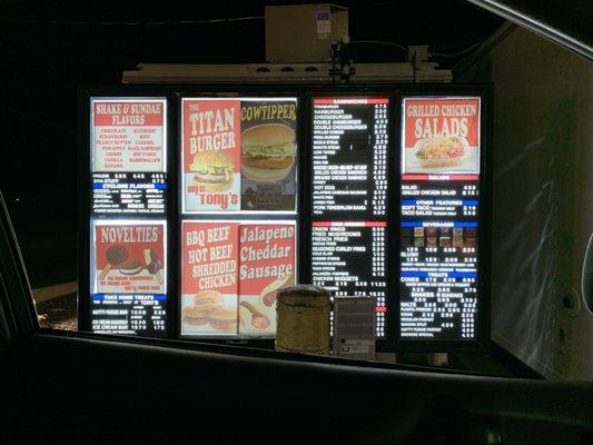 Drive Thru Menu