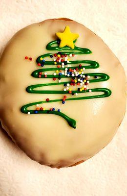 Christmas donut filled with red velvet