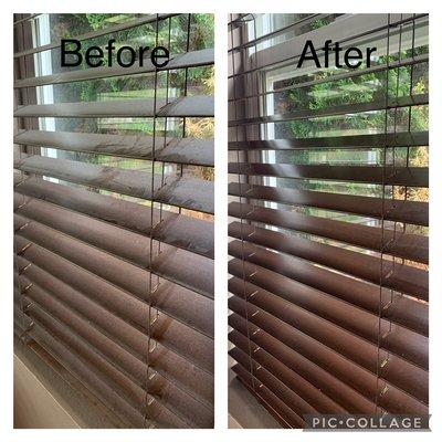 Blinds before and after cleaning