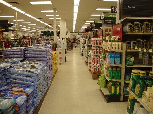 Main aisle, looking west from the garden area -- bright, clean & organized.