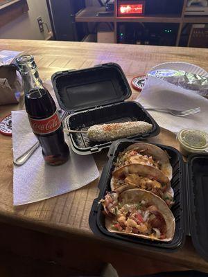 Mexican coke, street corn, shrimp tacos